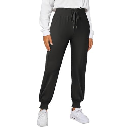 Dokotoo Womens High Waisted Lounge Joggers Elasticity Drawstring Side Pocket Casual Cuffed Casual Yoga Sweatpants