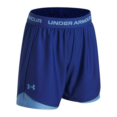 Under Armour Girls' Tech Play Up 5-Inch Shorts - Large, Tech Blue, Horizon Blue