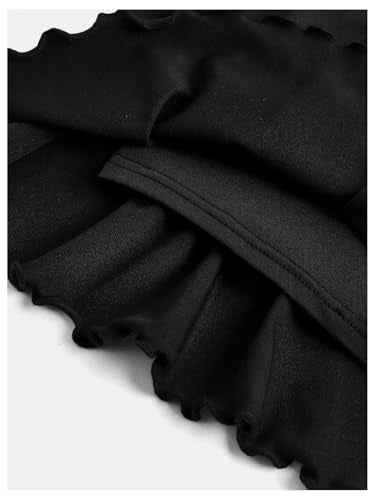 Girls Mini Skirt with Built-in Shorts - 11 Years, Plain Black - Cute & Comfortable