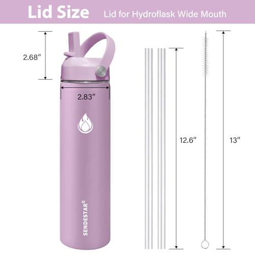 Purple Spout Lid for Hydroflask Wide Mouth Water Bottles - Fits 18oz 20oz 32oz 40oz 73oz