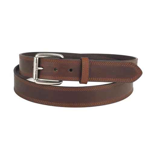ARIAT Men's Triple Row Stitch Leather Work Belt with Removable Roller Buckle