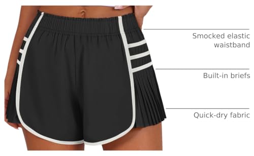 Caracilia Women's Athletic Running Shorts Small Black Summer Workout Shorts