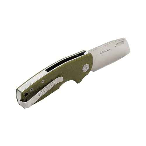 SOG Stout FLK Cleaver Daily Carry Folding Knives | G10 & Steel Handle | CRYO D2 Steel Blade | Short-Blade Frame Lock Folder