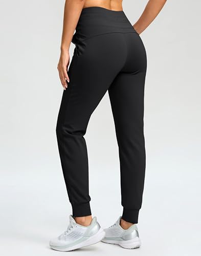 Women's Fleece Lined Joggers - Thermal Winter Pants, 28/30/32 Inch with Variation Black, 5'1"-5'5"