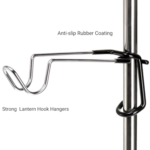 4 Pack Camping Lantern Hangers, 10" Stainless Steel Lamp Hooks with Non-Slip Rubber Clamp