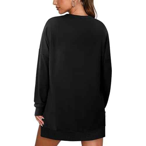 CHICZONE Crew Neck Oversized Sweatshirt Zipper Slit Long Sleeve Pullover for Women 2025 Trendy Fall Clothes