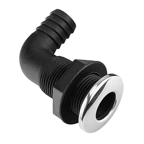 90 Degree Nylon Thru-Hull Connector for Marine Deck Drain 3/4" Hose Fitting
