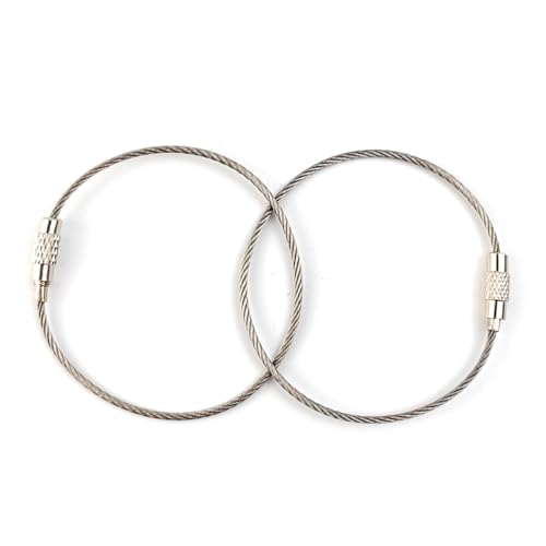 60Pcs Stainless Steel Wire Keychains with Twist Barrel Loops - Heavy Duty Luggage Tags & Key Rings