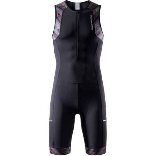 MY KILOMETRE Men¡¯s Triathlon Tri Suit with 2 Big Side Pockets Triathlon Racing Suit with Front Zip