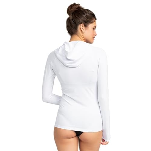 Roxy Womens Zip-up Hooded Rashguard ? UPF 50+, Surf, Hiking, Volley, Workout, Yoga, Quick-Dry Shirt