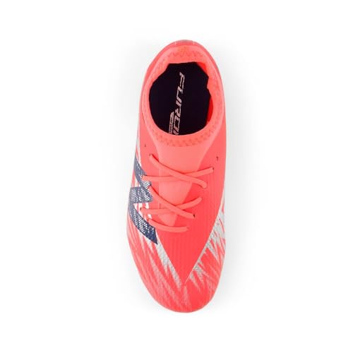 New Balance Unisex-Child Furon Team Jnr FG V8 Shoe - Energy Red/Navy/Light Cyclone 2.5 Little Kid