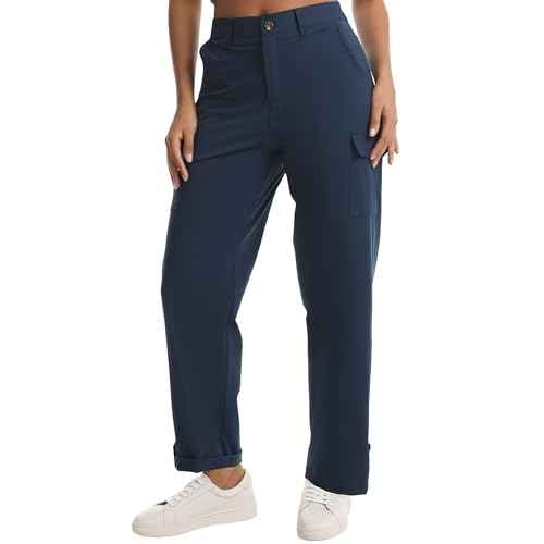 Women's Quick Dry Hiking Capri Pants Lightweight Stretchy Cargo Pants with Pockets for Outdoor Casual Travel
