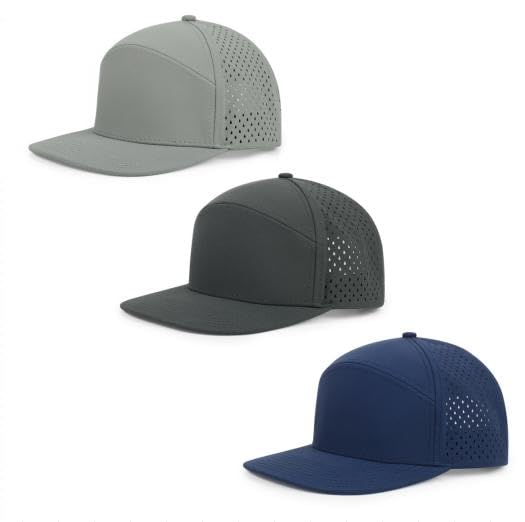 Men Women Quick Dry Flat Brim Baseball Cap Snapback Golf Hat Navy Dark Grey Light Grey