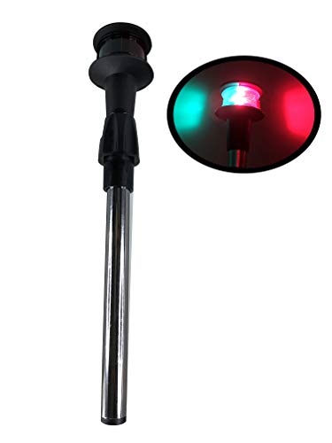 Marine Bi-Color Navigation Bow Light - 12 Inch Red & Green Boat Light with Aluminum Post
