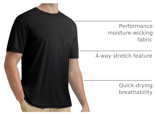 Men's Short Sleeve Athletic Shirt UPF 50+ Dry Fit Tee - Green, Large