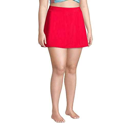 Lands' End Womens Chlorine Resistant Swim Skirt Swim Bottoms Control Compass Red Plus 24w