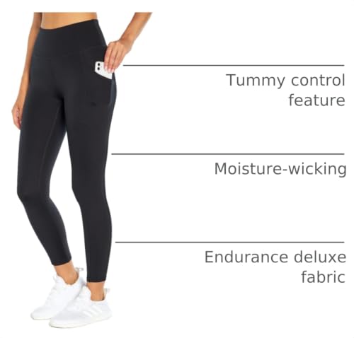 Zobha Women's High Rise Endurance Deluxe Pocket Leggings - Large Black