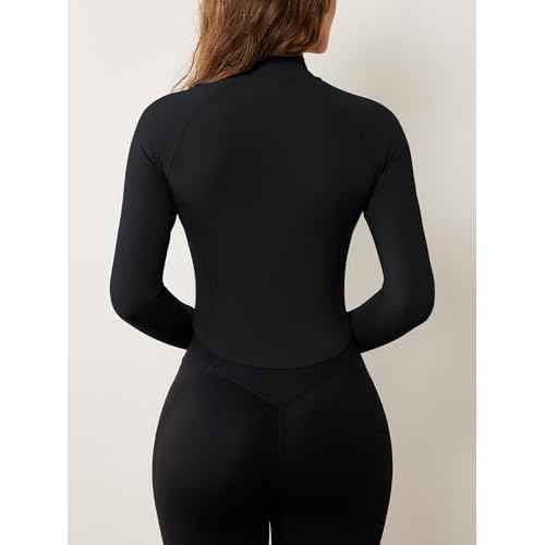 AVGO Women's Workout Jacket Lightweight Zip Up Cropped Yoga Jackets Slim Fit Athletic Tops with Thumb Holes