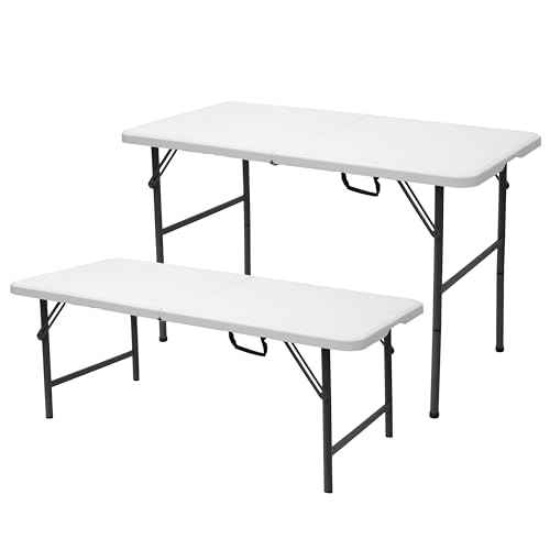 Stansport Folding Camp Table, White, 48 x 24 x 29-Inch