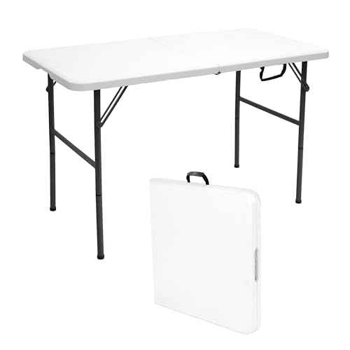 Stansport Folding Camp Table, White, 48 x 24 x 29-Inch