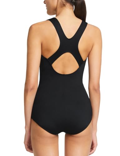 Women's Athletic Swimsuit Racerback One-Piece Bathing Suit Large Black
