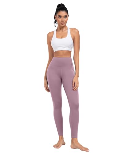 High Waisted Workout Leggings with Pockets - 7 Pack, Black/Gray/Navy & More, Large