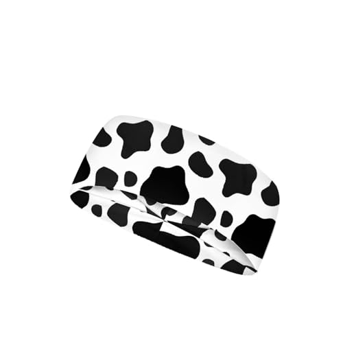 Women's Cow Print Sports Headbands - Lightweight Breathable Non-Slip Workout Sweatbands for Running & Yoga