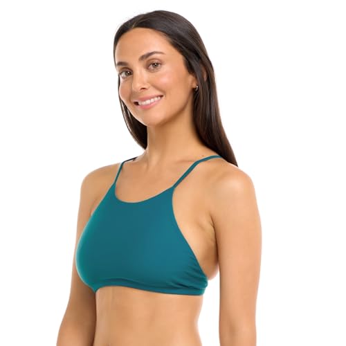 Body Glove Women's Standard Smoothies Alesha Solid High Neck Bikini Top Swimsuit with Adjustable 2-Way Back Detail