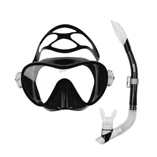 Mares Adult Combo Tropical Snorkeling Gear Set - Mono-Lens Frameless Silicone Mask, Semi-Dry Top w/Anti-Splash Snorkel