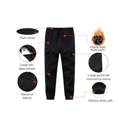 Boys Girls Snow Pants Waterproof Fleece Lined Ski Pants Kids Winter Hiking Pants