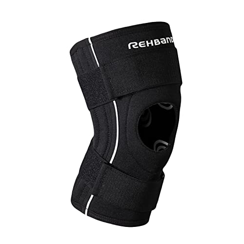 Rehband knee brace sports, 1 piece, 5mm neoprene knee support with patella opening construction, hook and loop fastener for high support & stability