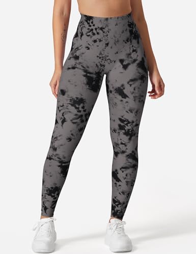 YEOREO CoreFlex Seamless Scrunch Yoga Leggings - Medium Black & Grey