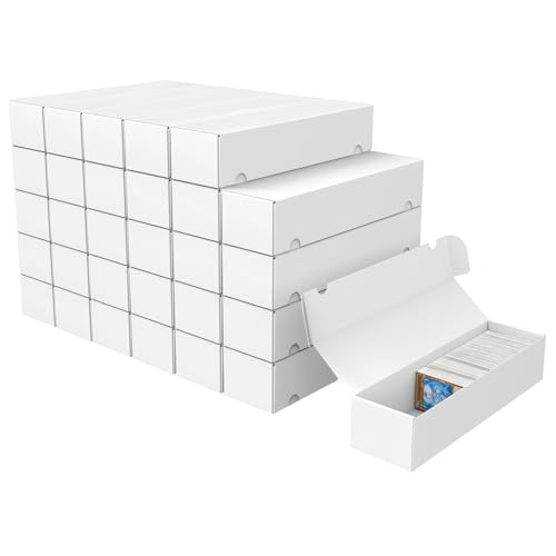 Trading Card Storage Box 30-Pack - White Corrugated Cardboard Organizer - 1100 Count Capacity - Variation: 30-Pack-Standard