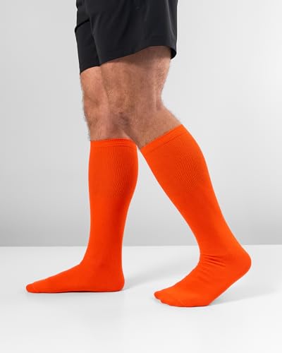Lightweight Sports Socks for Baseball, Softball, Football & Soccer - Large Orange