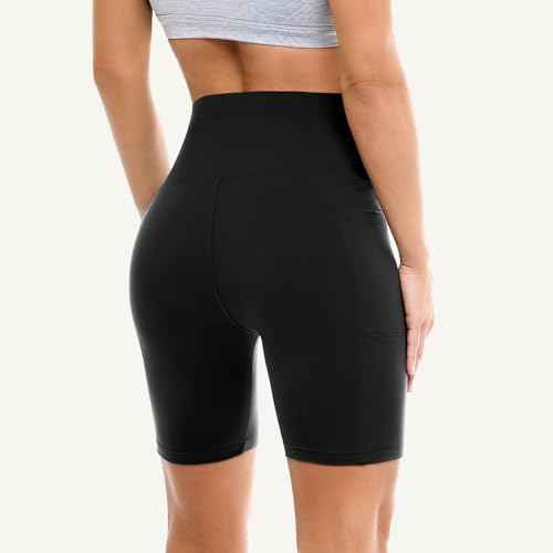 2 Pack Womens Biker Shorts with Pockets, High Waisted Yoga Shorts for Women Running Gym and Workout