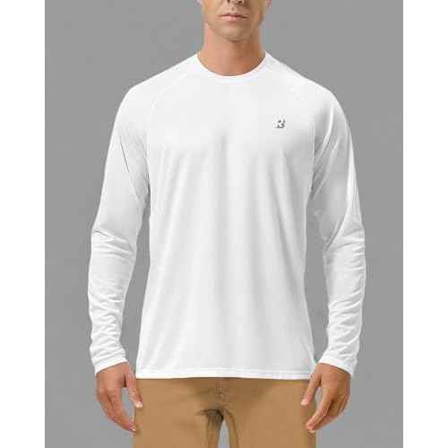 Roadbox Mens UPF 50+ UV Sun Protection Shirts Outdoor Long Sleeve SPF Rash Guard for Fishing Hiking Swimming Running