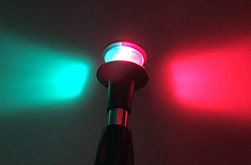 Marine Bi-Color Navigation Bow Light - 12 Inch Red & Green Boat Light with Aluminum Post