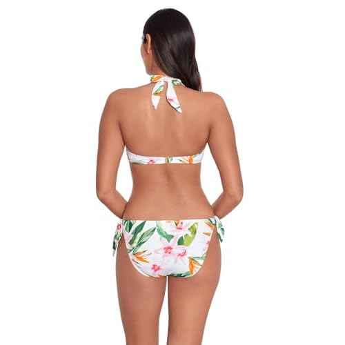 Lauren Ralph Lauren Women's Watercolor Tropical Floral Tie Front Halter Bikini Top