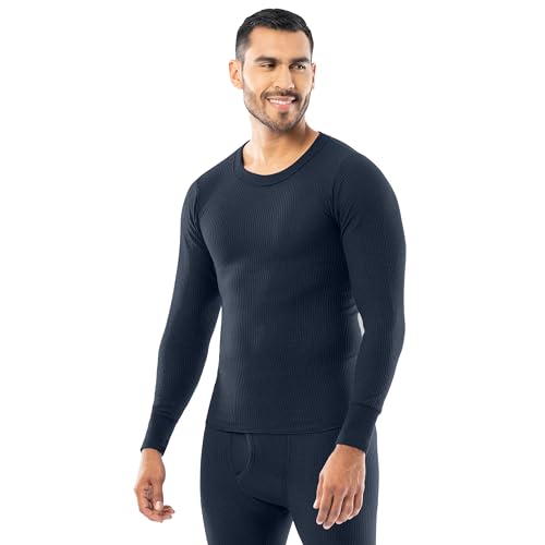 Men's Thermal Waffle Knit Long Sleeve Base Layer Shirt - Warm Cold Weather