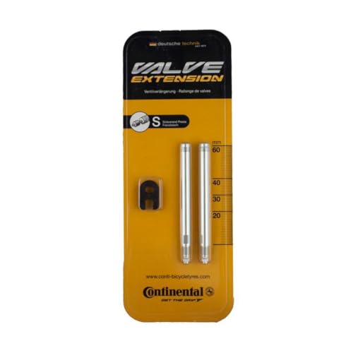 60mm Silver Bicycle Valve Extender Pack of 2 - Presta Valve Adapters