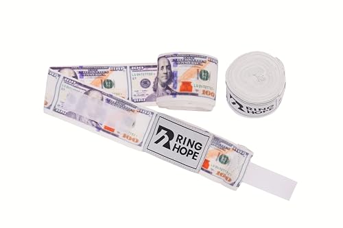 180-Inch Boxing Hand Wraps with Dollar Print - Wrist & Knuckle Support, Breathable MMA & Kickboxing Gear