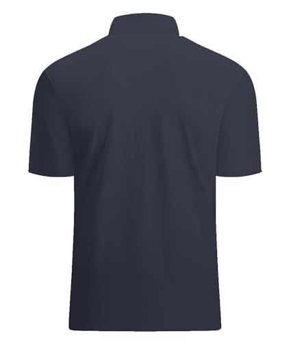 Mens Golf Polo Shirt - Quick-Dry Solid Short Sleeve Top, Large Black