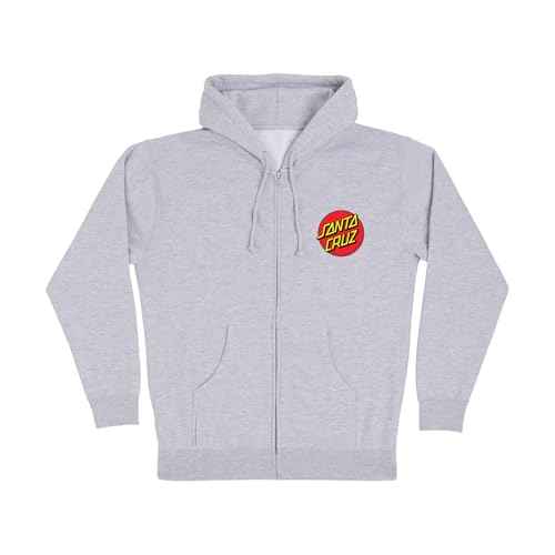 SANTA CRUZ Classic Dot Zip Hooded Heavyweight Sweatshirt Grey Hthr Lg Mens