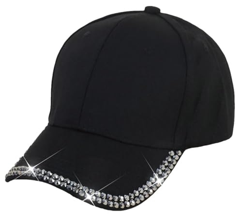 Women Sparkling Rhinestone Baseball Cap Shiny Glitter Hat Summer Bling Outdoor Men 2026 - Black-Silver Rhinestones