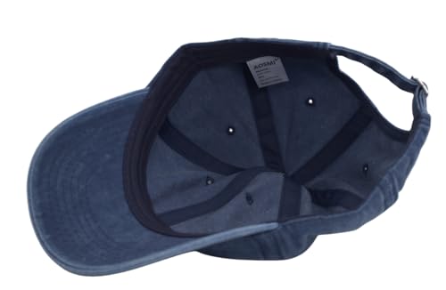 Small-Large Vintage Washed Cotton Baseball Cap Men Women Adjustable Dad Hat - Navy