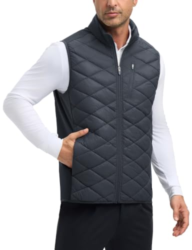 Men's Puffer Vest Outerwear - Light Weight Golf Winter Jacket X-Large Dark Gray