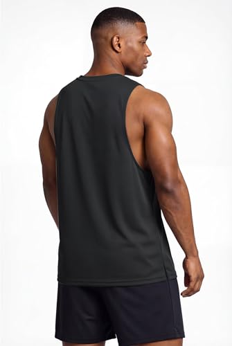 Men's Workout Tank Top Gym Bodybuilding Sleeveless Shirt - Medium Black