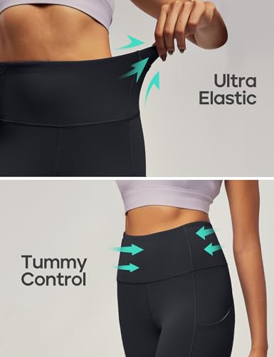 IUGA Women's Tummy Control Yoga Pants with 4 Pockets - Black, X-Large