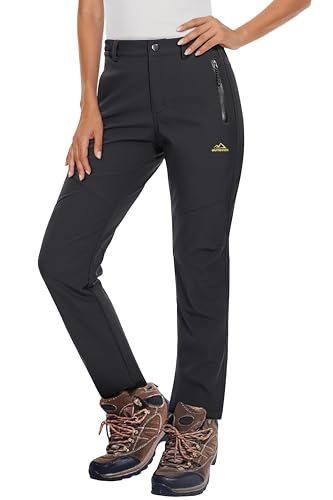 X-Small Waterproof Fleece-Lined Snow Ski Pants for Women - Black