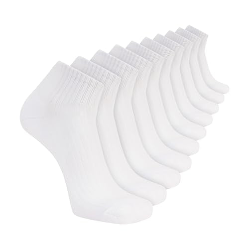 Skechers Men's 10-Pack Half Terry Crew Socks - White 10-13, Cushioned Fit